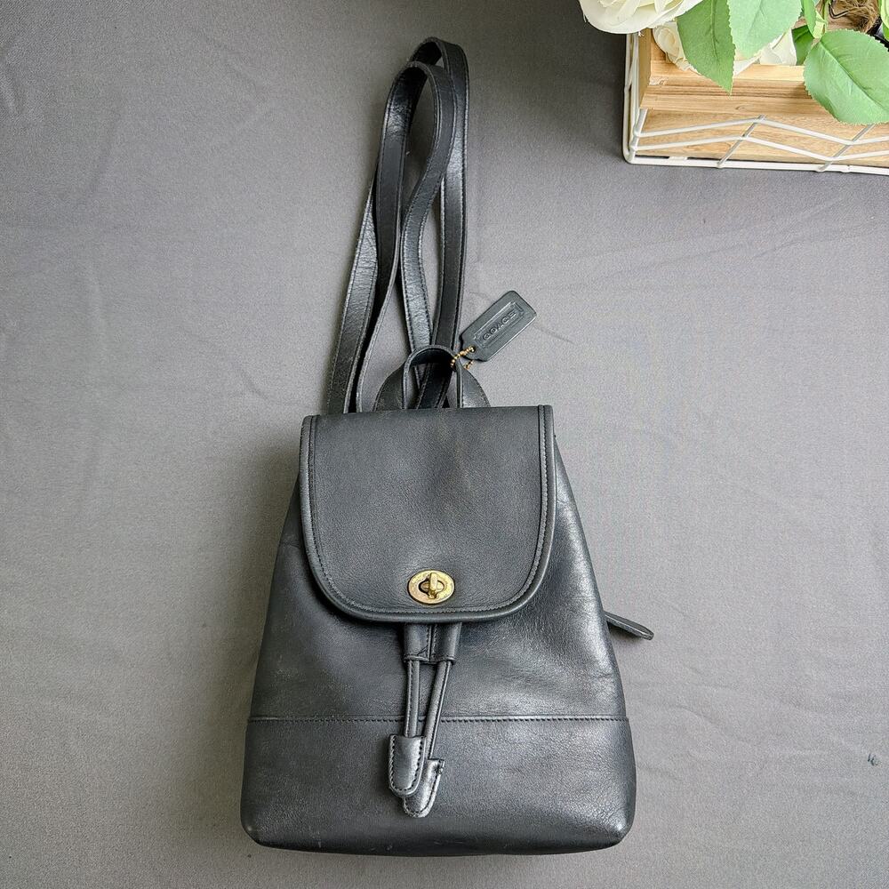 Vintage Coach 9960 Black Leather Mini Daypack Backpack